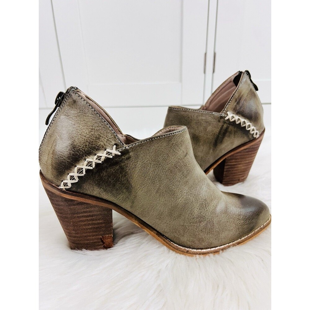 Lot of 2 ARider Girl Brown & Green Oiled Vegan Leather Wooden Ankle Boots Sz 7.5 - Picture 13 of 15